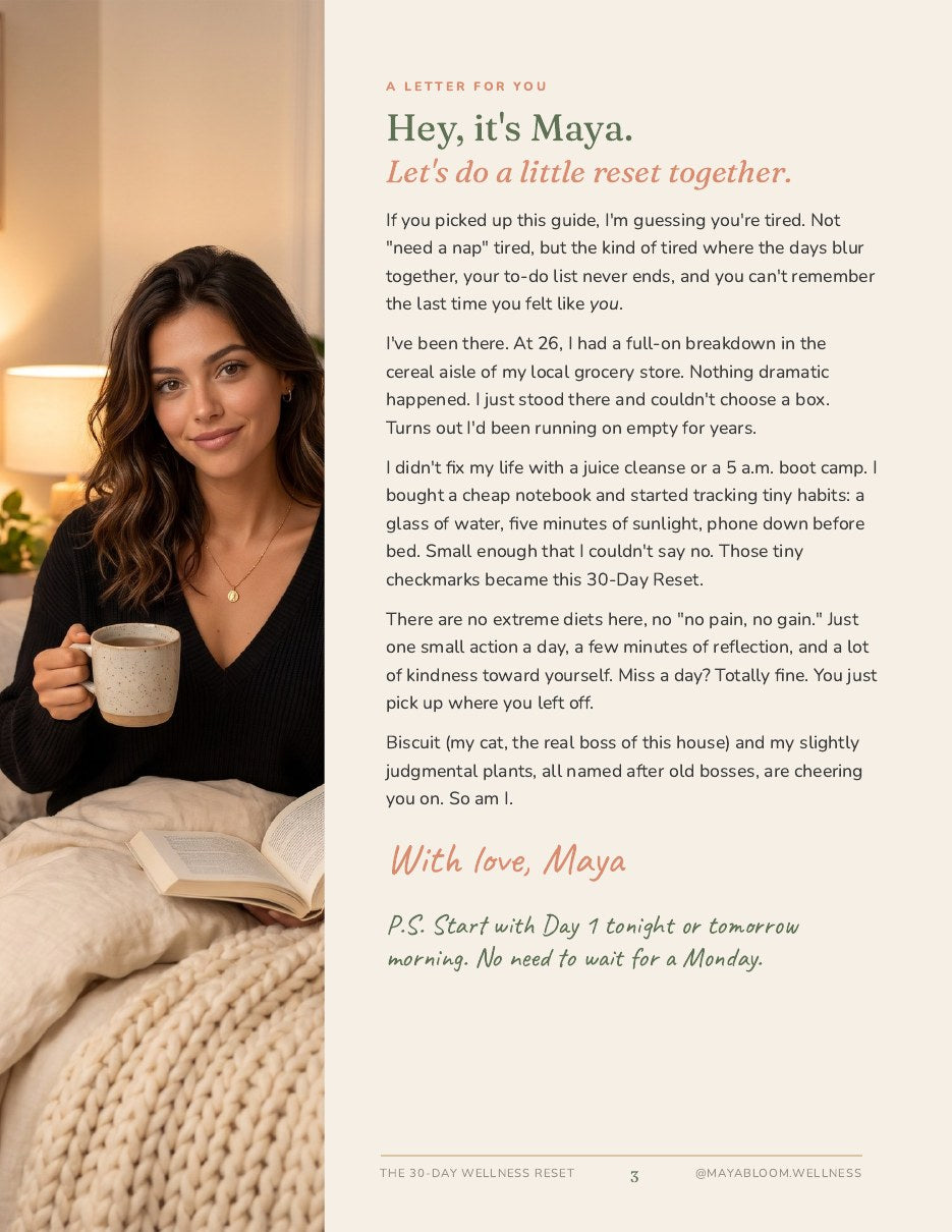 Inside the 30-day wellness challenge PDF: daily tiny habit page